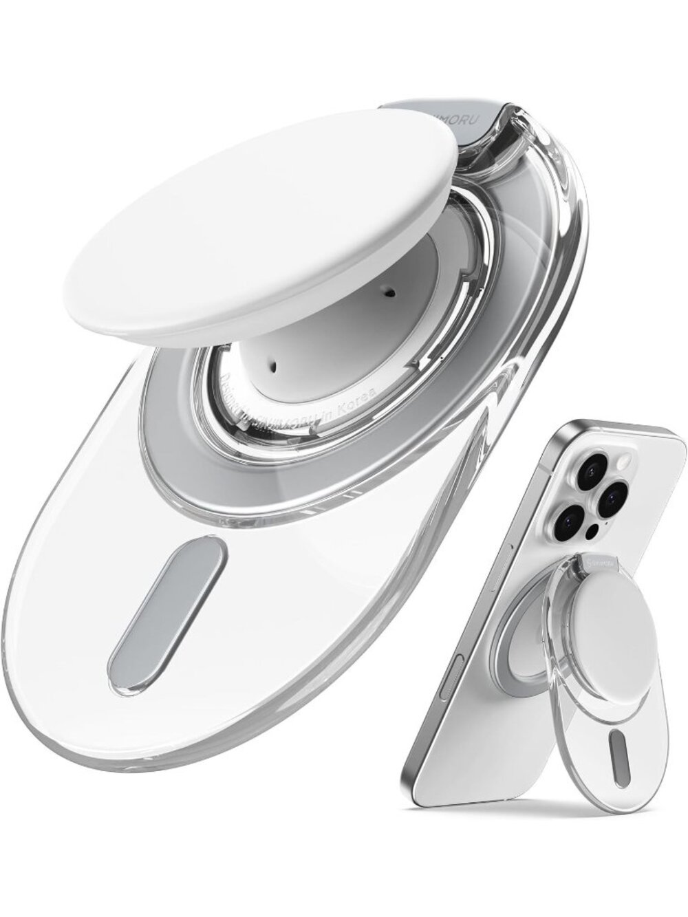 Soft Silicone Magnetic Phone Grip & Kickstand 3000G Magnetic Ring Clear